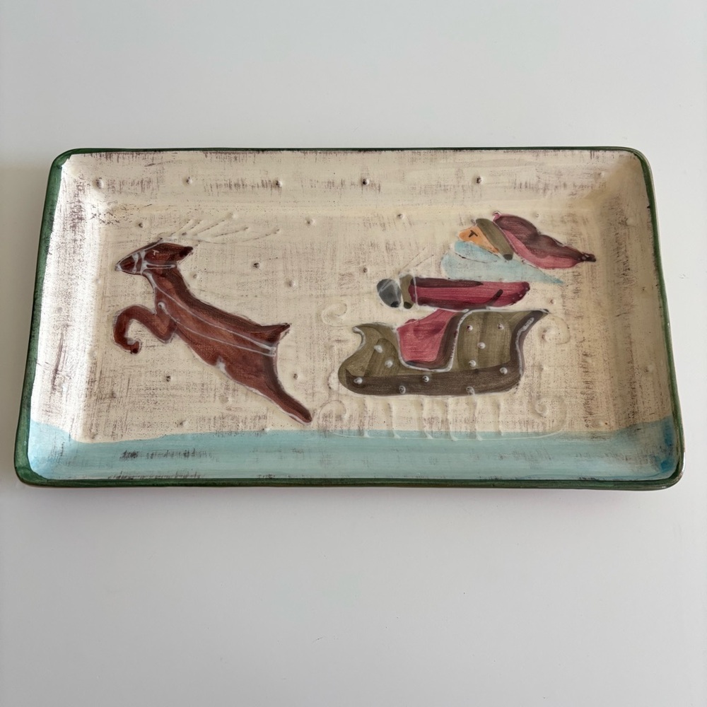 Vietri Ceramic Christmas Santa Tray